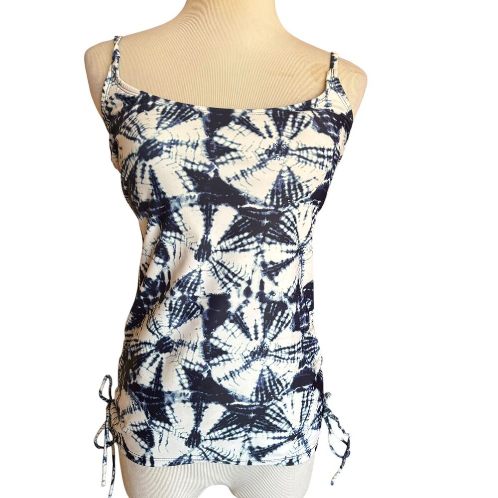 Anne Cole Women's Tie Dye Tankini Top Size Small Blue White